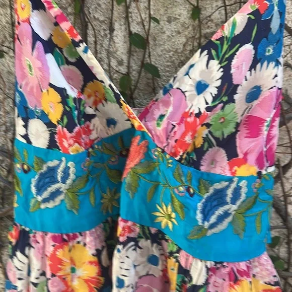 Johnny Was 100% Silk Folk Print